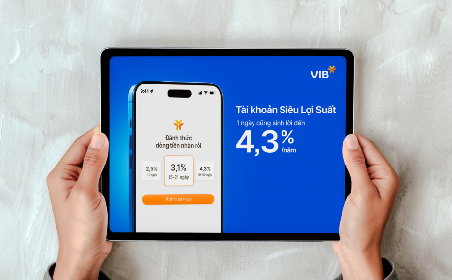 Tài khoản siêu lợi suất VIB - khai phóng sức mạnh tiền nhàn rỗi lợi suất cao gấp 43 lần- Ảnh 1. Tài khoản siêu lợi suất VIB - khai phóng sức mạnh tiền nhàn rỗi lợi suất cao gấp 43 lần- Ảnh 1.